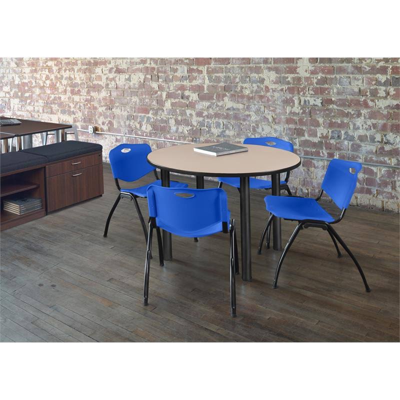 Round Breakroom Table with 4 Stack Chairs K82408