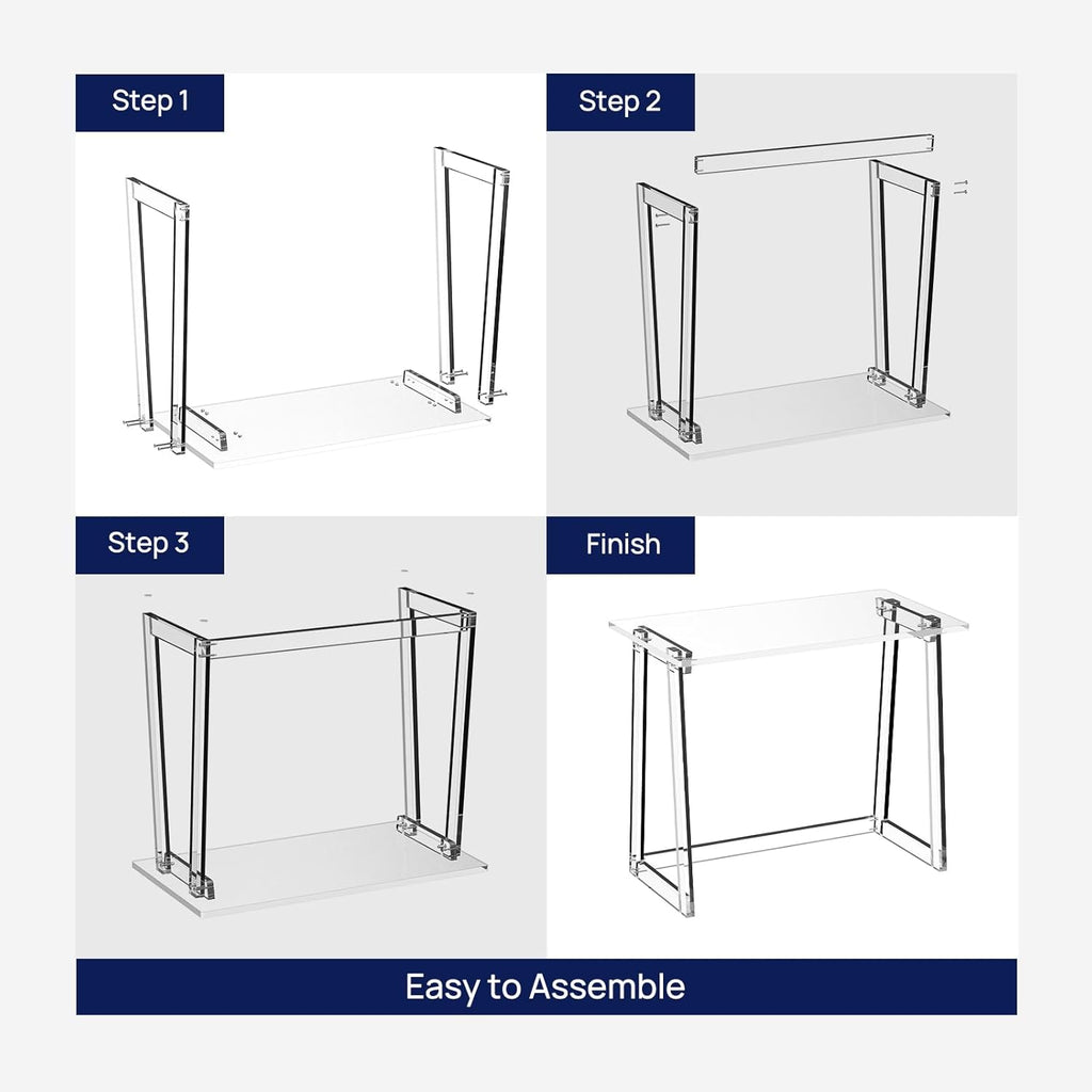 Clear Acrylic Desk 35.4 Inch with Trapezoid-shaped Legs M789