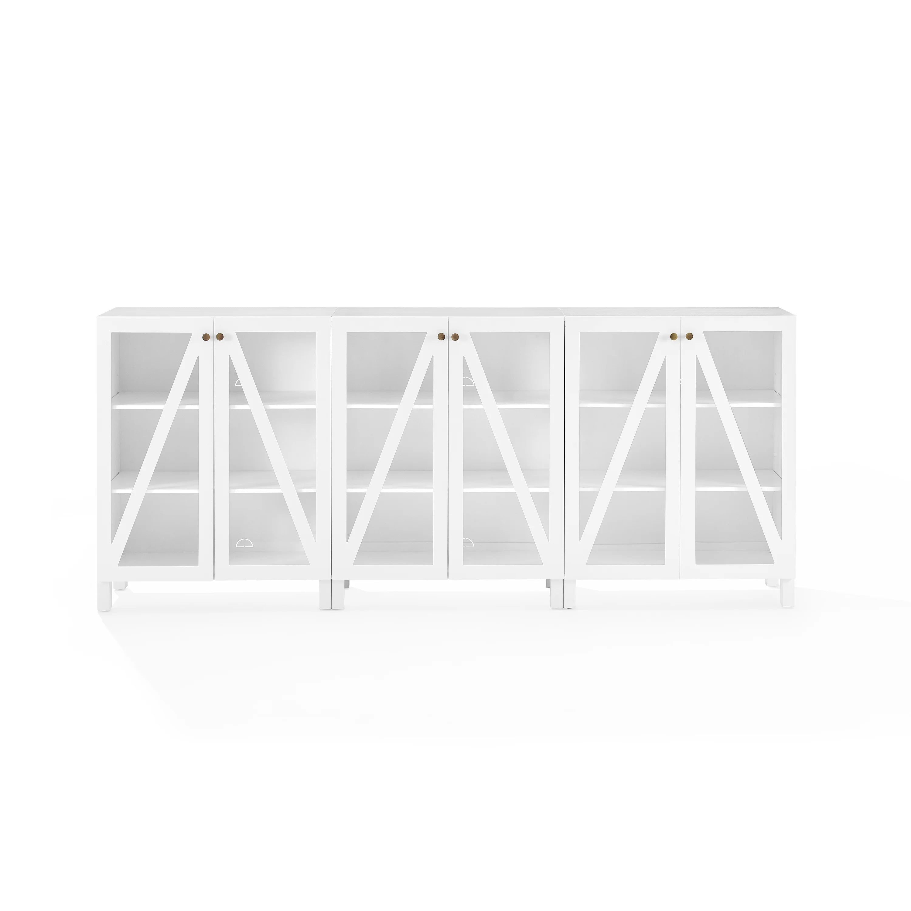 White Wood Media Storage Cabinet Set of 3 V9584