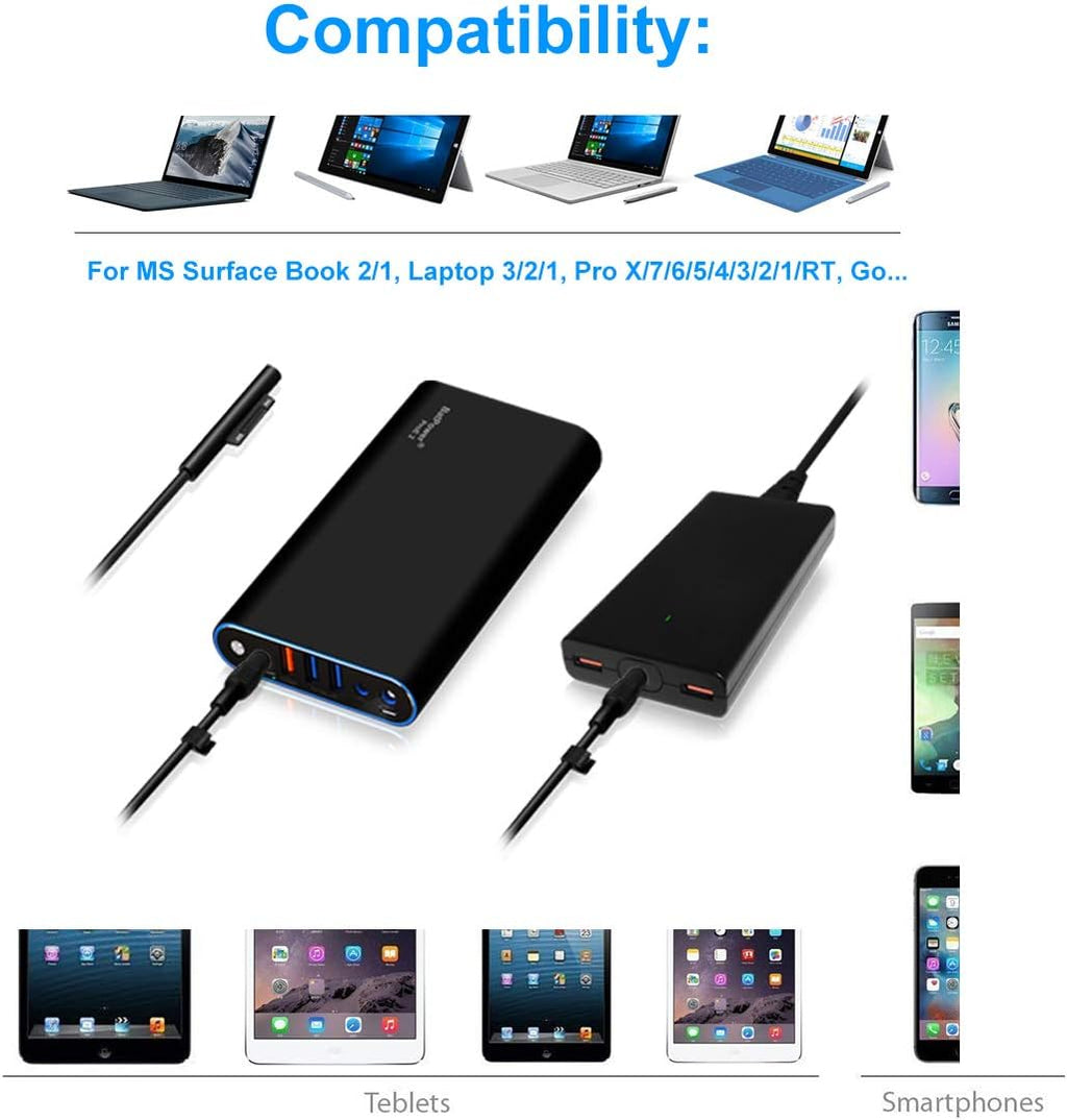 98Wh Portable Charger for Surface Pro X 8 7 6 5 4 3 2 RT Go Surface Book 3 2 1 Surface Laptop 4 3 2 1 S1548