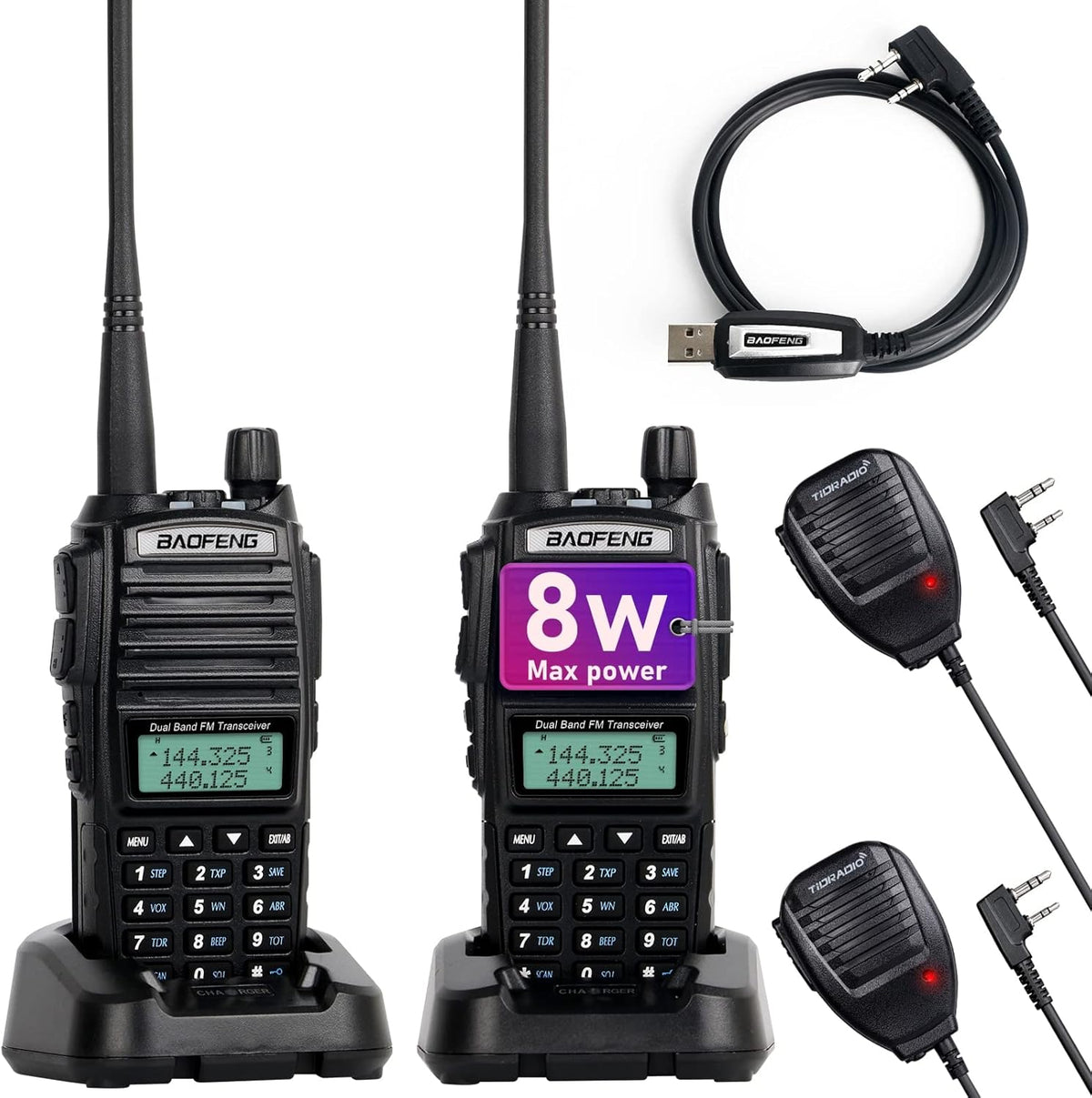 High Power 2 Way Radio Walkie Talkies 2 Pack Black F731