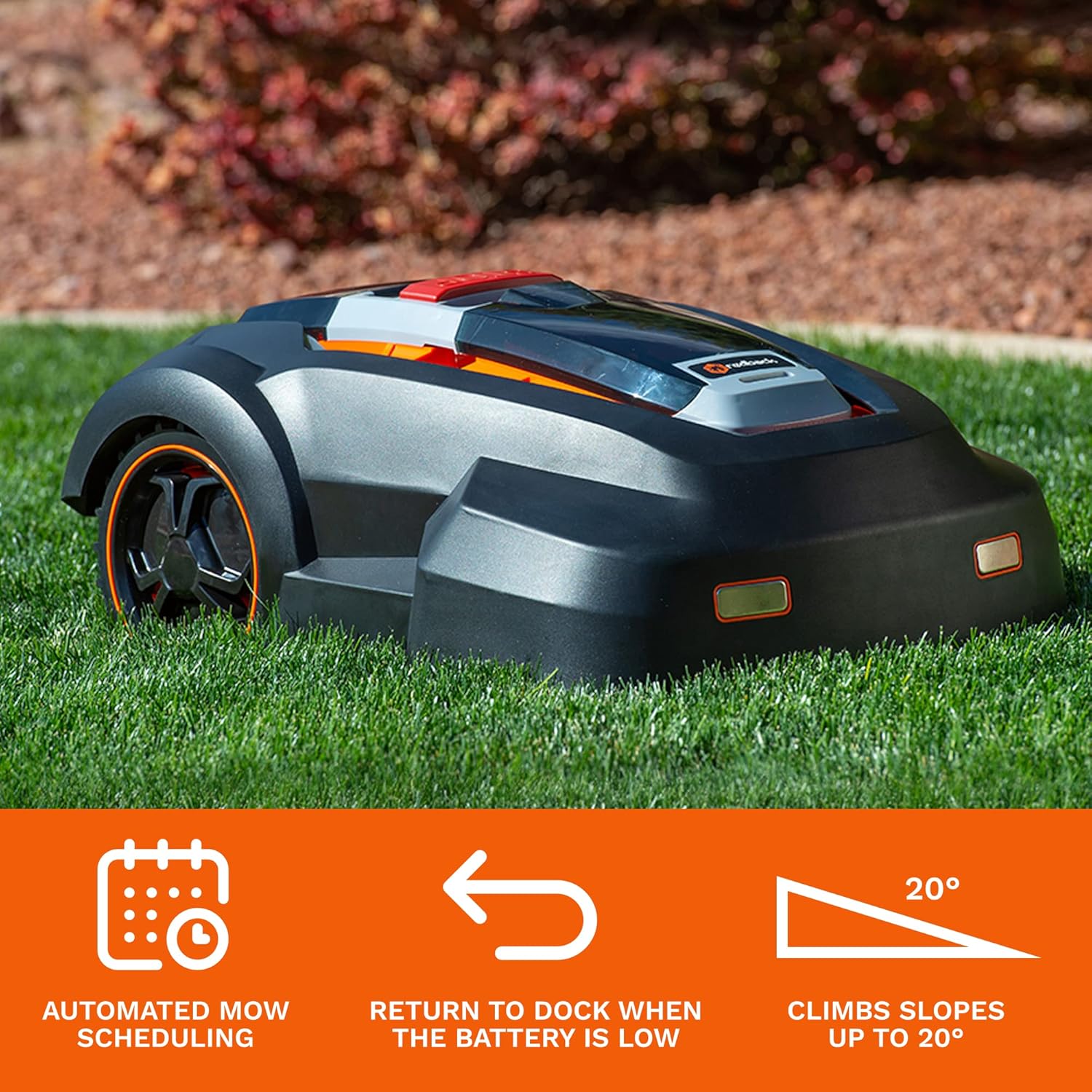 Robot Lawn Mower with 9.5-inch Cutting Width, Brushless Motor O75017