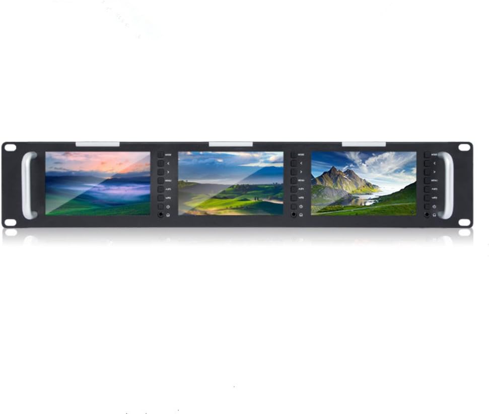 Triple 5 Inch 2RU 800×480 Broadcast LCD Rack Mount Monitor with 3G-SDI, HDMI, AV Input and Output P78604
