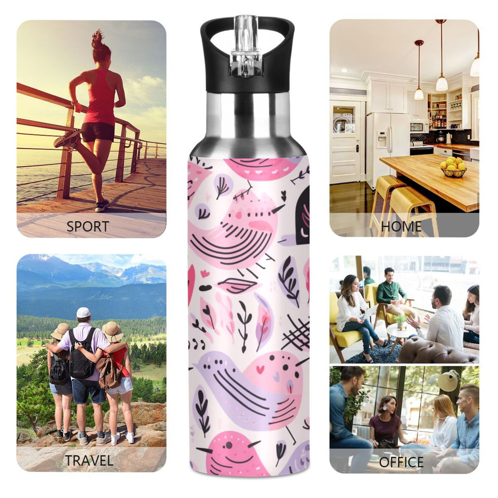 20 oz Insulated Stainless Steel Water Bottle with Straw Lid K5457