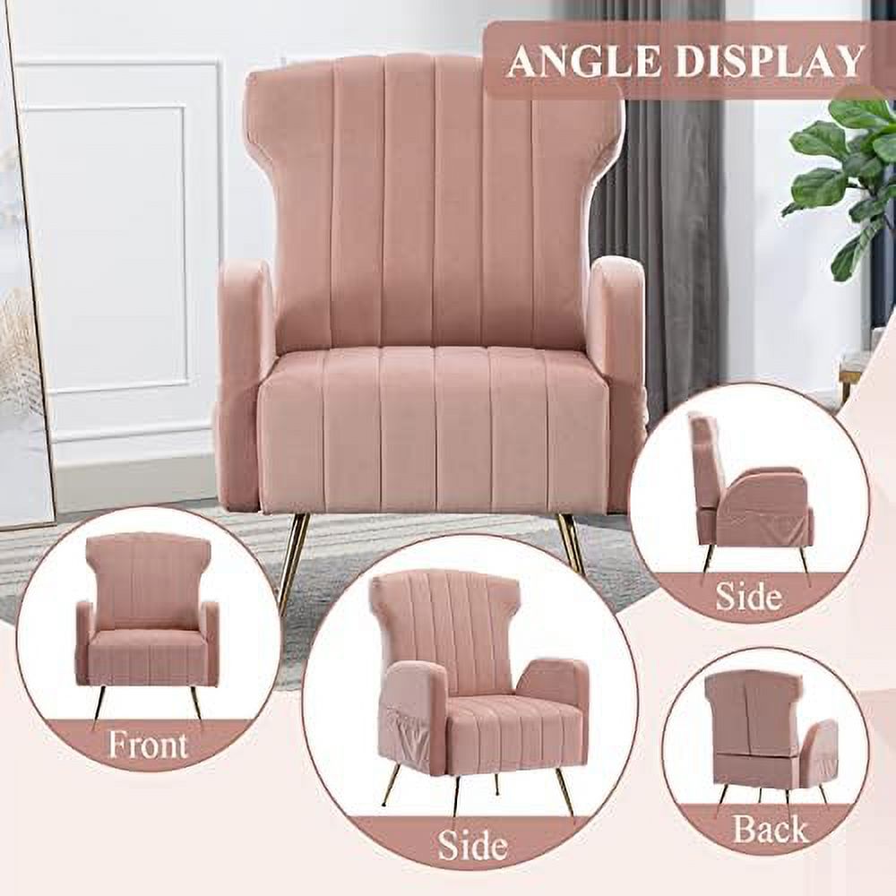 Emerald Velvet Wing Back Accent Chair with Metal Gold Legs V3892