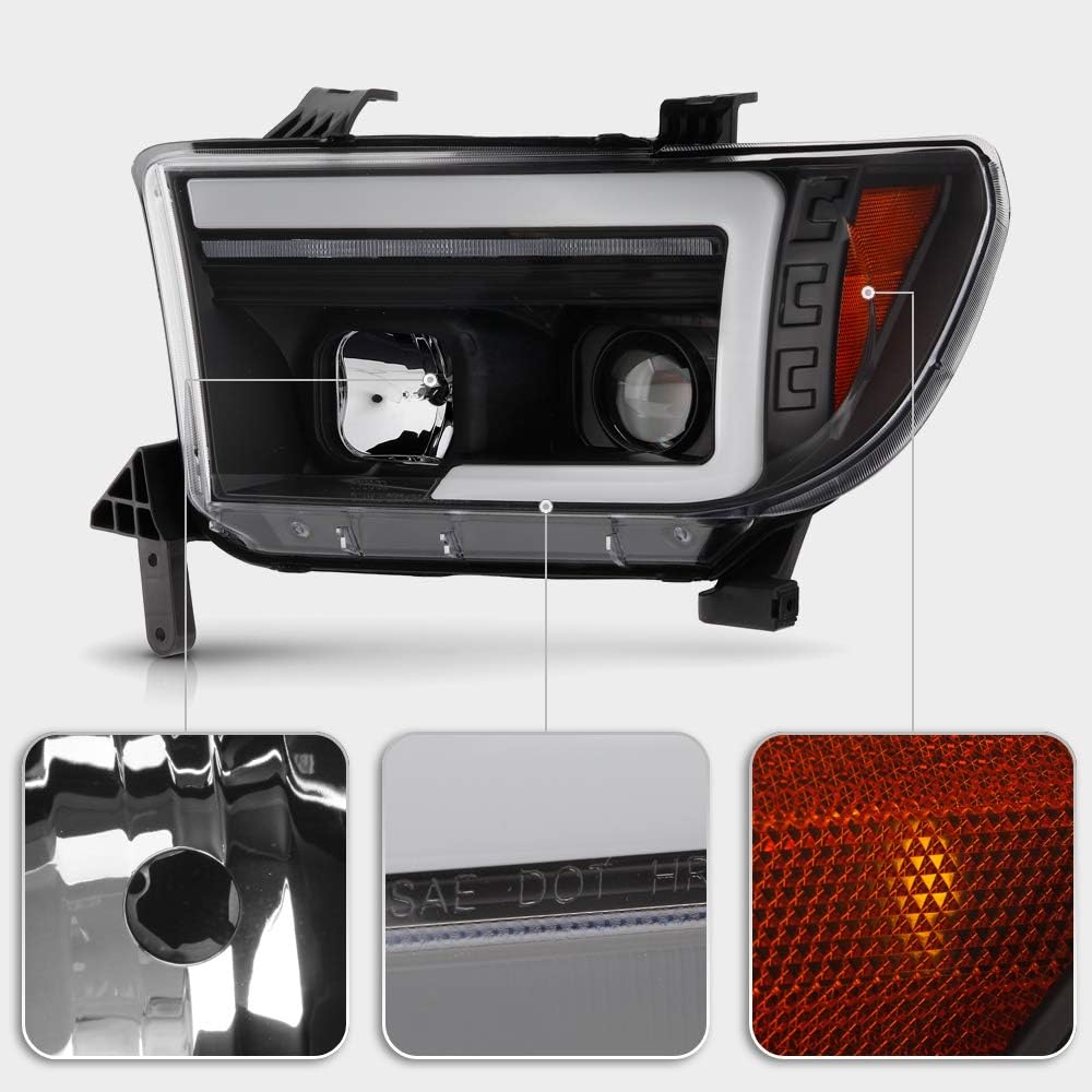 Projector Headlights with LED Tube and Sequential Signal W641