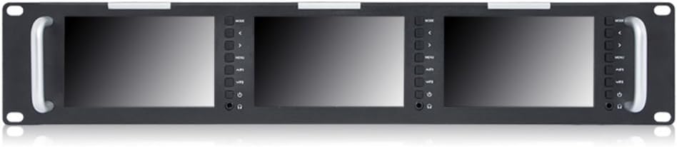 Triple 5 Inch 2RU 800×480 Broadcast LCD Rack Mount Monitor with 3G-SDI, HDMI, AV Input and Output P78604