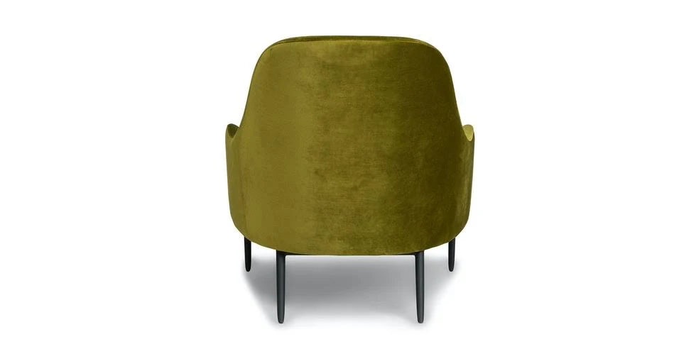 Green Velvet Armchair with Black Metal Legs S136
