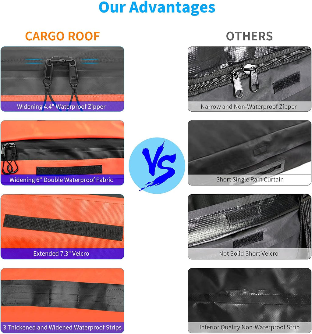 Car Roof Bag, 21 Cubic Feet, 100% Waterproof Anti-Tear 900D PVC, Includes Anti-Slip Mat, 6 Door Hooks, Storage Bag G29671