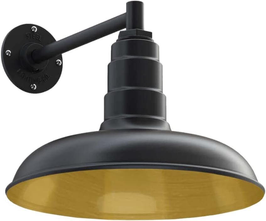 Gooseneck Barn Light with Steel Dome, 16 Gooseneck, Black Q96485