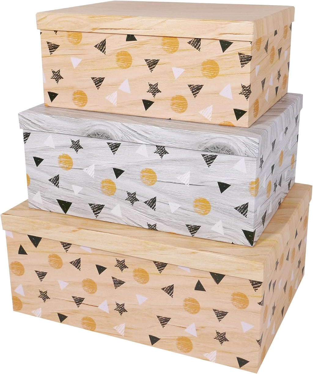 Decorative Storage Cardboard Boxes with Lids, Set of 3, Tropical W789