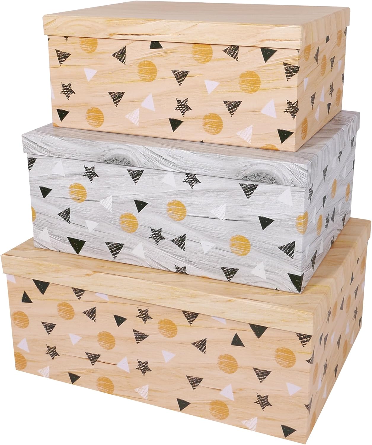 Decorative Storage Cardboard Boxes with Lids, Set of 3, Tropical W789