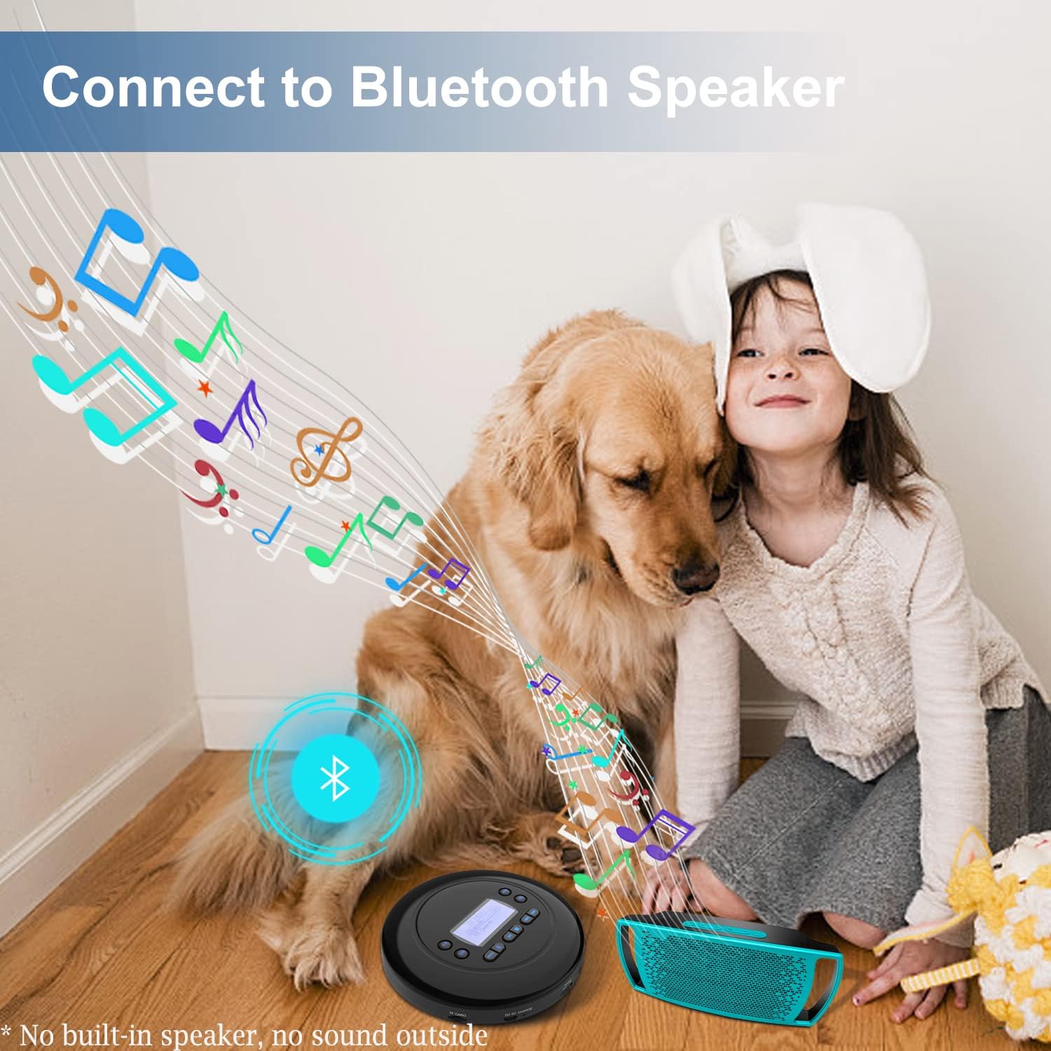 Pack of 2 Portable Bluetooth CD Player with Dual Headphone Jack O415516