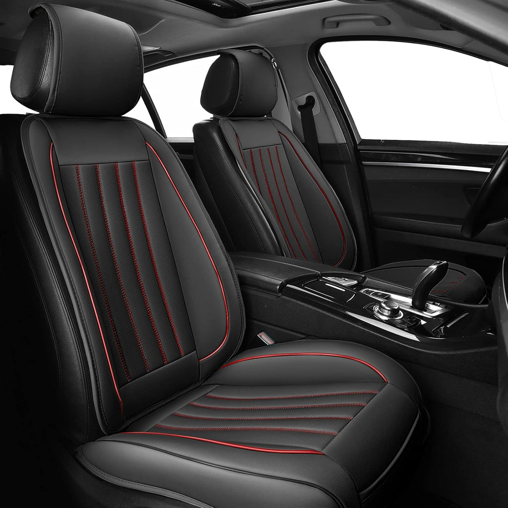 2pc Black Leather Universal Car Seat Covers O25180