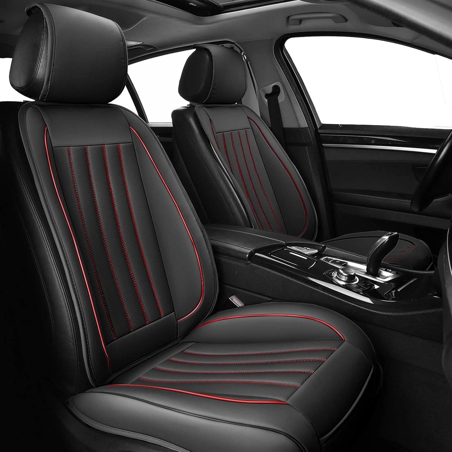 2pc Black Leather Universal Car Seat Covers O25180