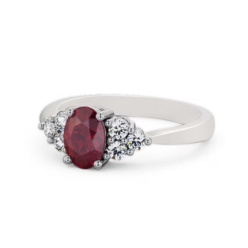 14K White Gold Oval Cut Ruby Solitaire Engagement Ring Size 10.5 W940014