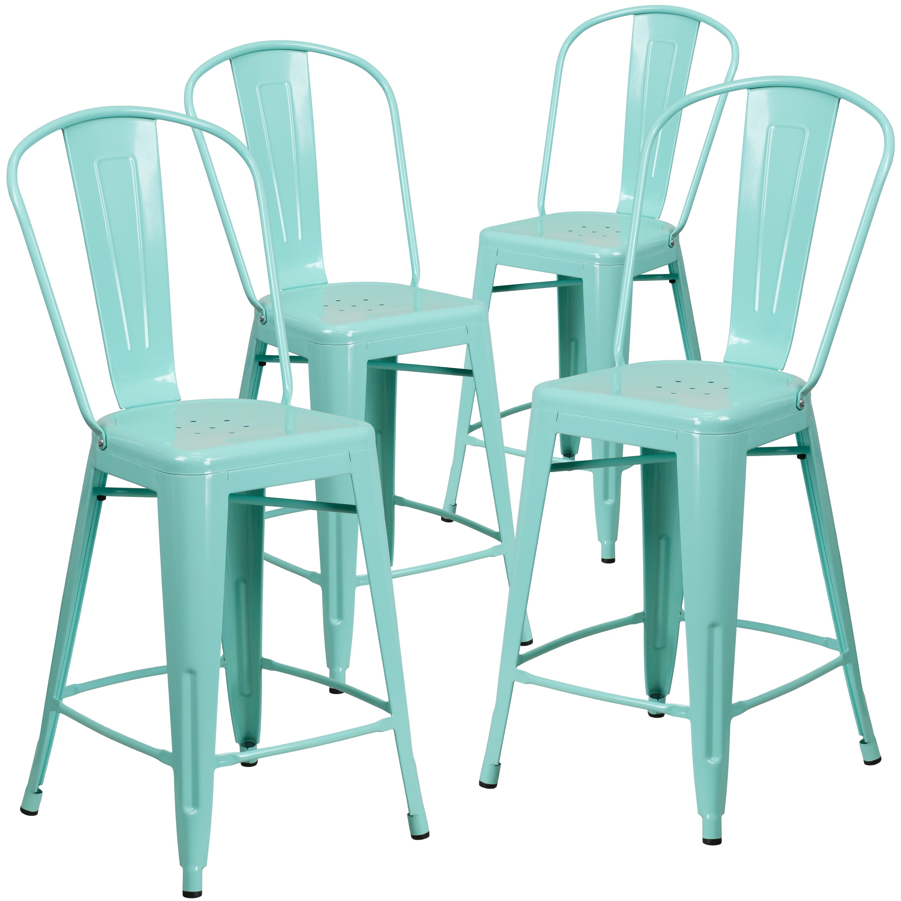 4 Pack 24" High Metal Counter Height Stool with Back Copper E537