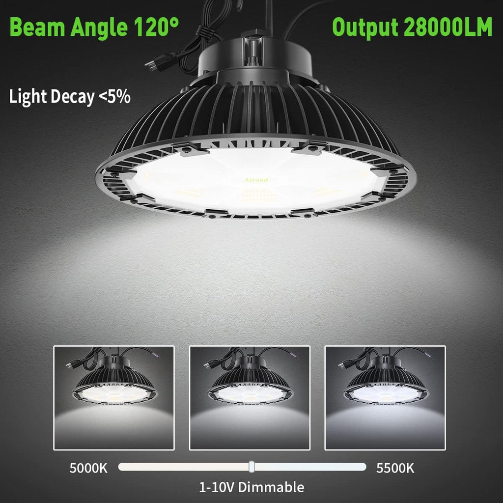 200W Dimmable LED High Bay Light, 28000LM, 100-277V, 5000-5500K, IP65 Waterproof H9134
