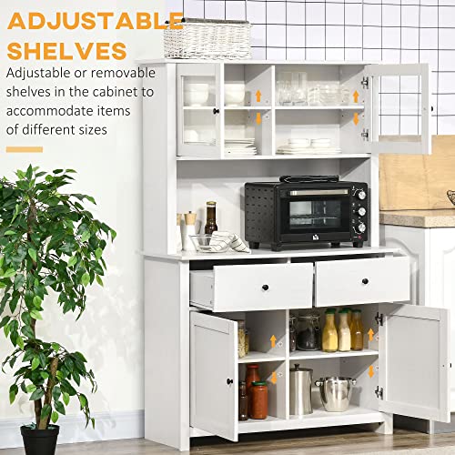 Antique White Kitchen Buffet with Hutch E837