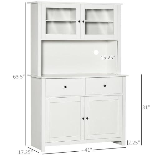 Antique White Kitchen Buffet with Hutch E837