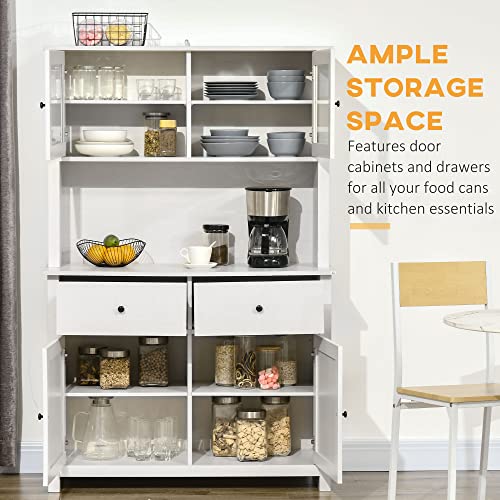 Antique White Kitchen Buffet with Hutch E837