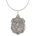 Antiqued St. Michael Badge Medal Pendant with Sterling Silver Rope Chain Necklace 18'' Z23872