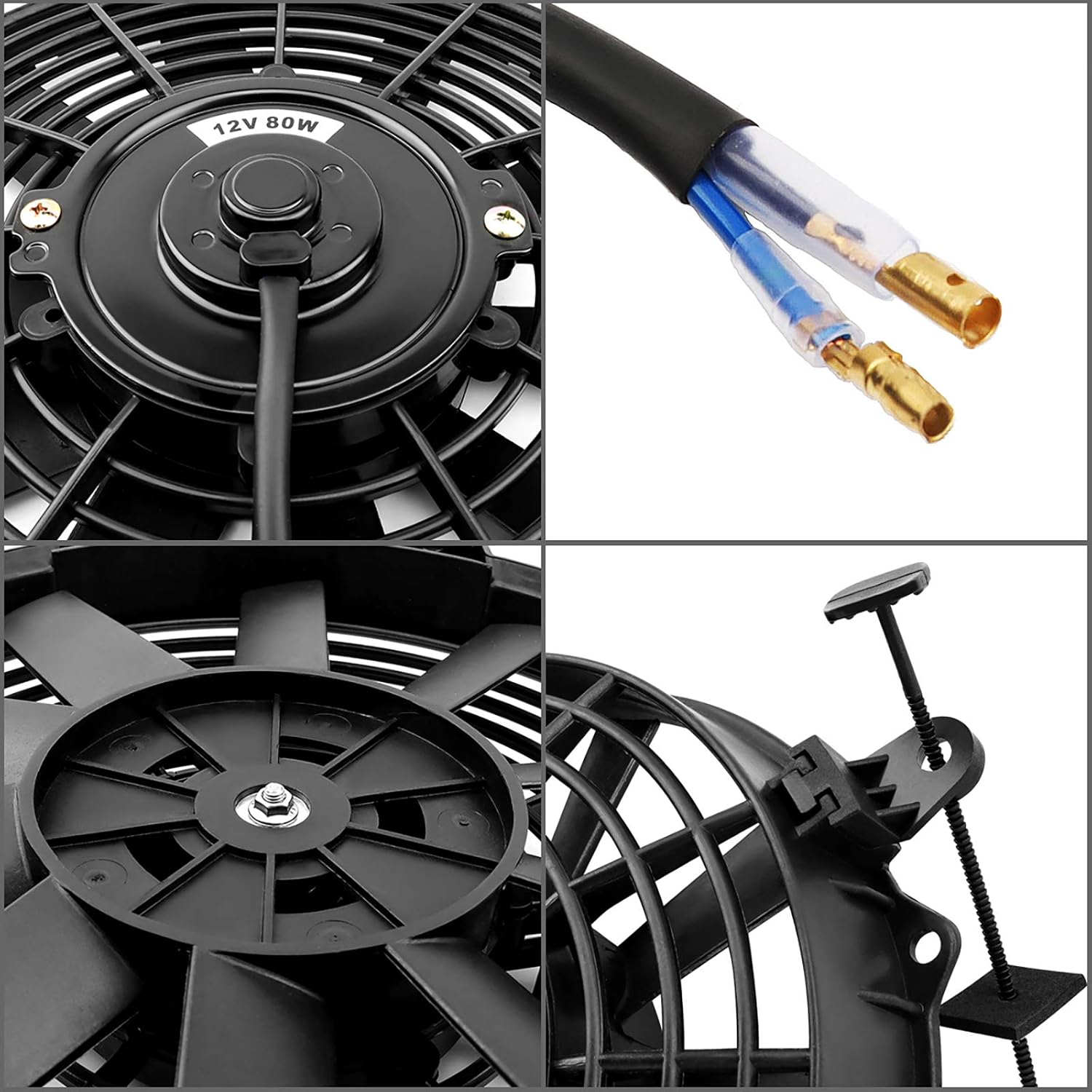 2x12 Inch Electric Radiator Cooling Fan with Mounting Kit 1750 CFM 12 Volts 80 Watts Pack of 2 X917