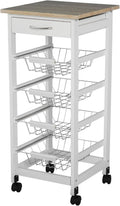 White Wooden Rolling Kitchen Storage Cart L848