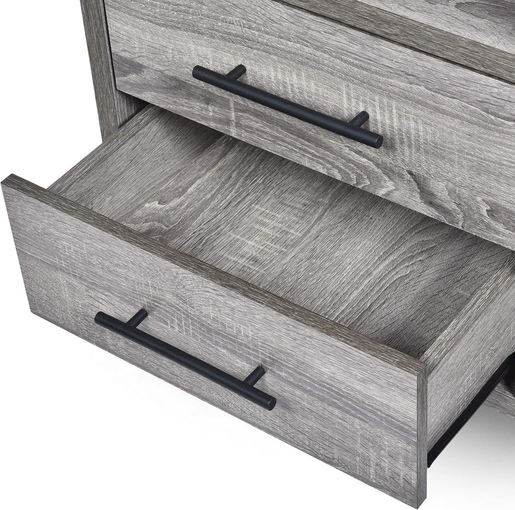 Brown Oak Black 6 Shelf Cabinet Q426953
