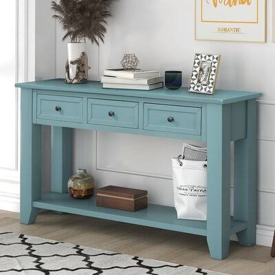 Green Modern Console Table with 3 Drawers and 1 Shelf D931