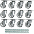 12 All Gray Metal Swivel Plate Caster Wheels with Screws I469