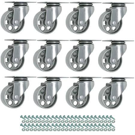 12 All Gray Metal Swivel Plate Caster Wheels with Screws I469