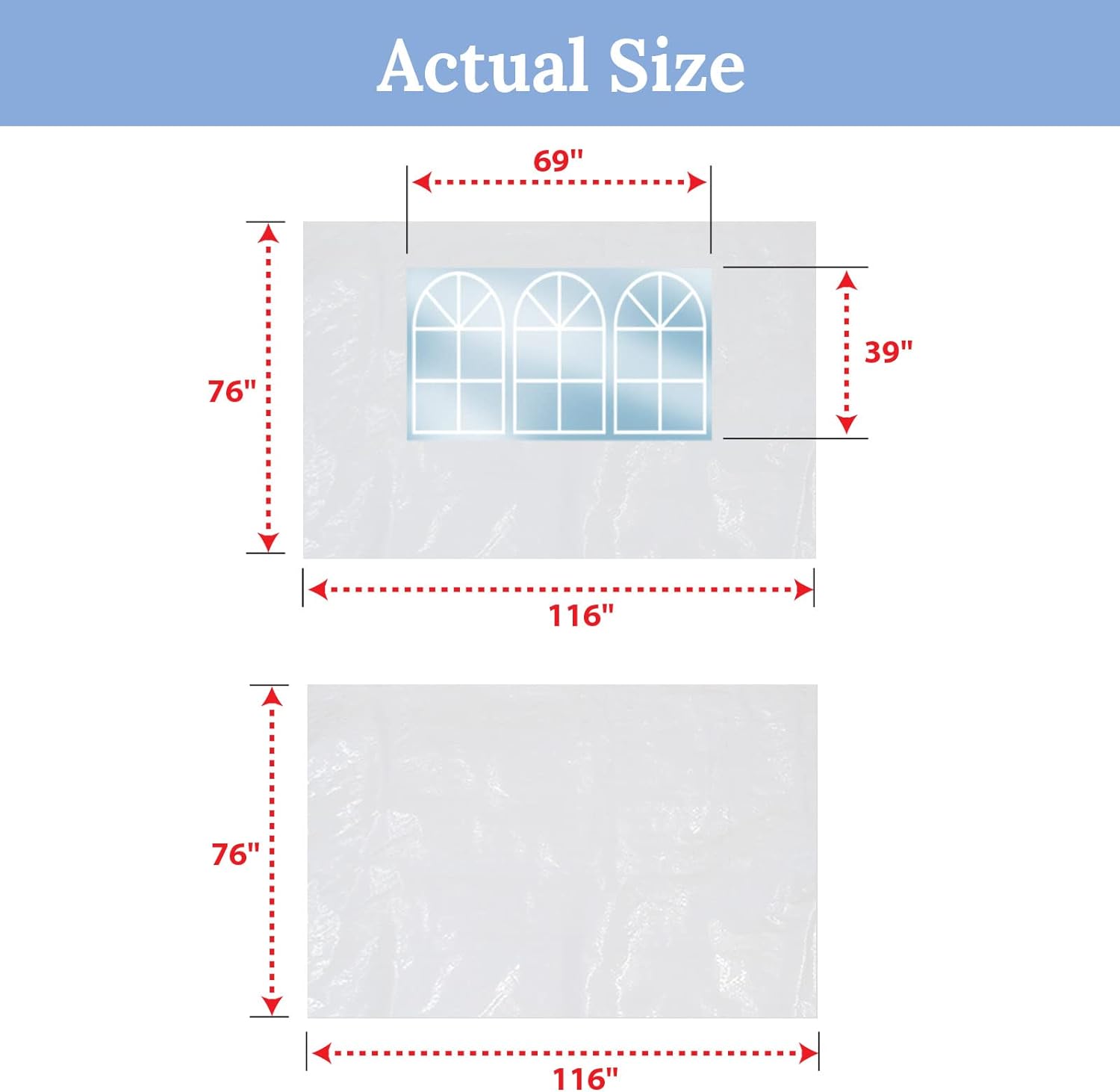 Tent Side Panel Replacement for Folding Canopy Gazebo Marquee (2 Pcs with Window, 1 Pc without Window, White) P324
