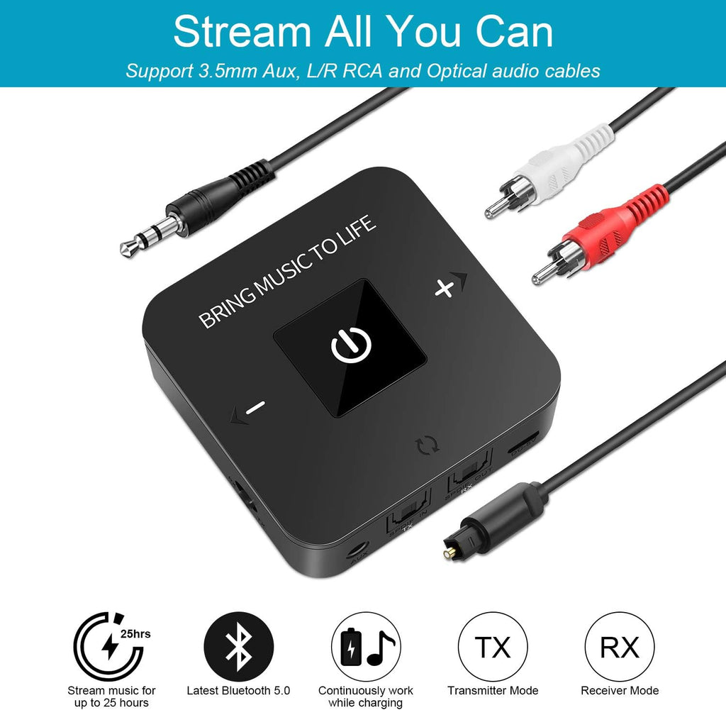 Wireless Headphones with Bluetooth Transmitter Adapter, Bluetooth 5.0 Rechargeable Earbuds Headset A39208