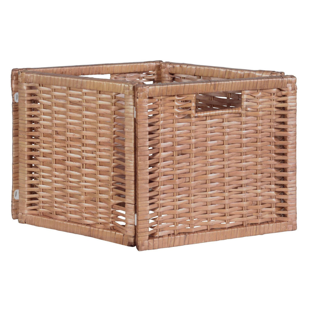 Square Folding Bookcase with 2 Full Size Wicker Storage Baskets O924