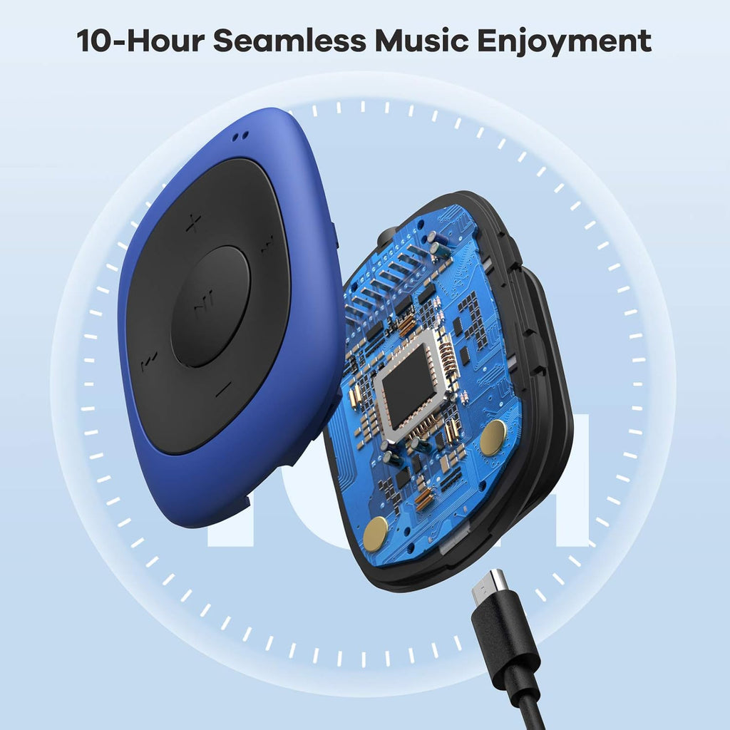 Blue 8GB Clip MP3 Player with FM Radio H395