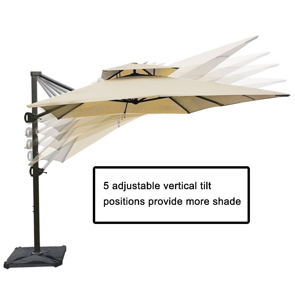 Brown Cantilever Umbrella with Cross Base X740283