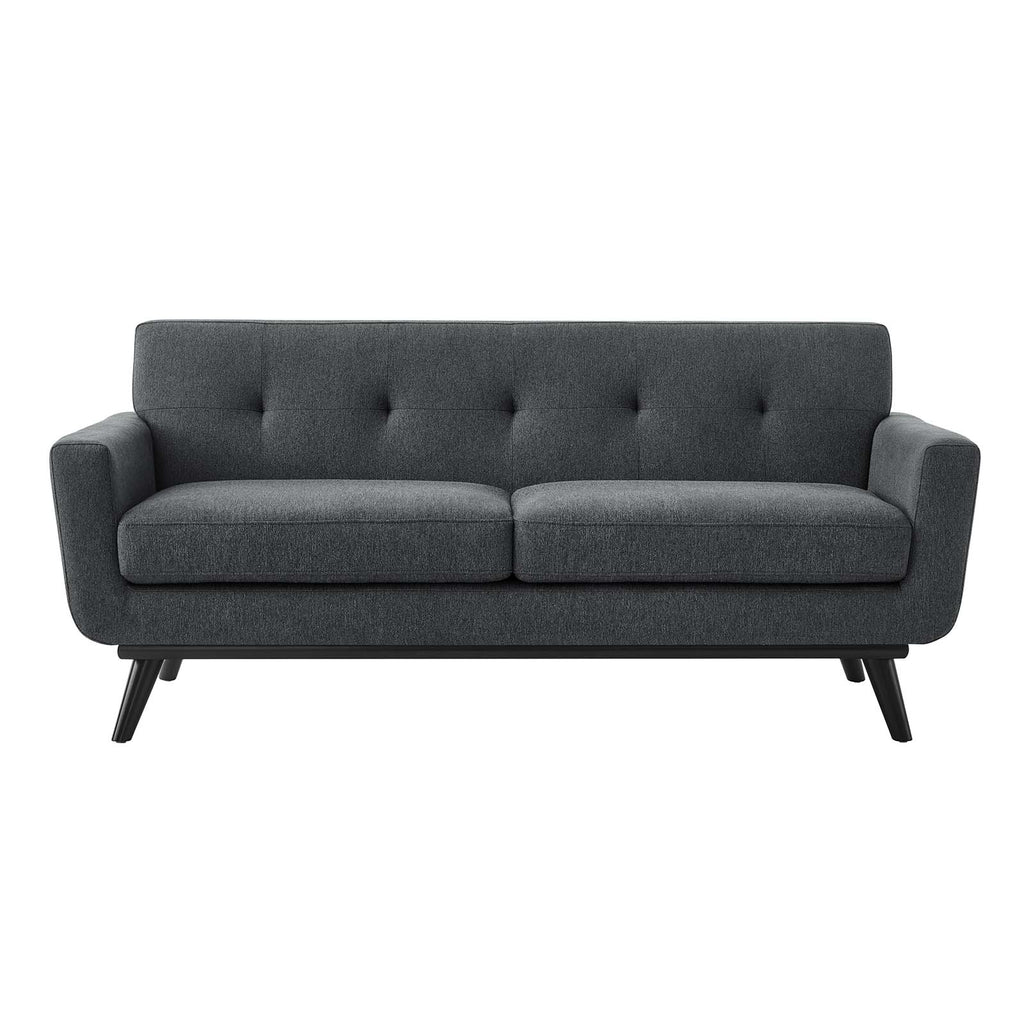 Charcoal Grey Fabric Loveseat Sofa H24516