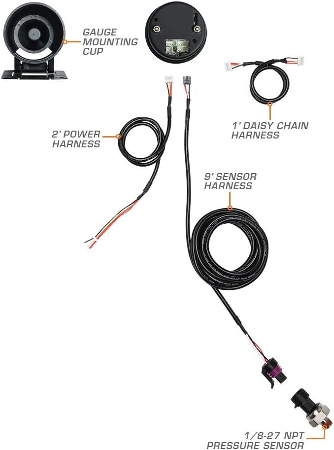 Black Dial 100 PSI Fuel Pressure Gauge Kit B803515