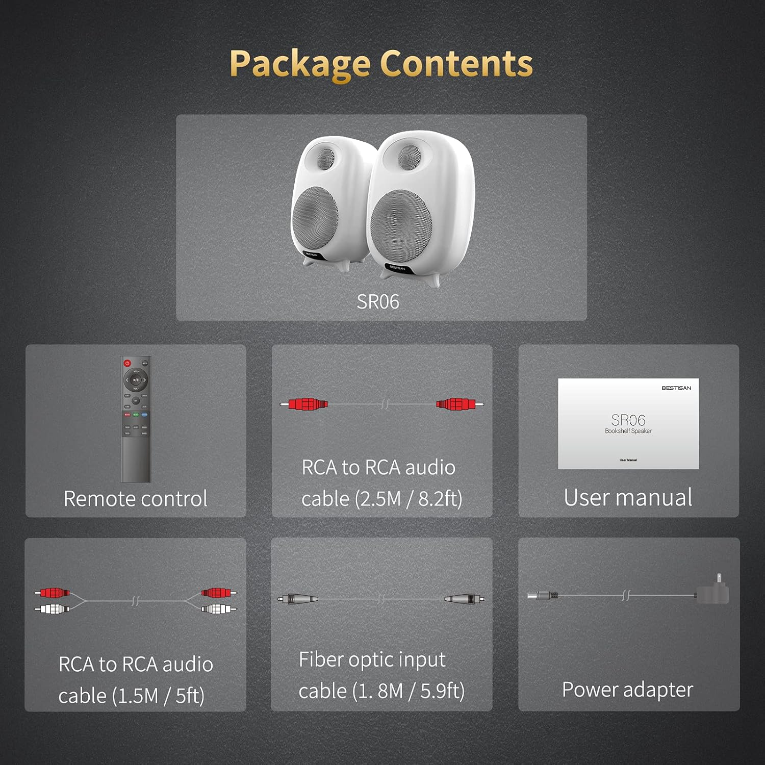Bookshelf Speakers with Bluetooth 5.0 and Optical Input R3603