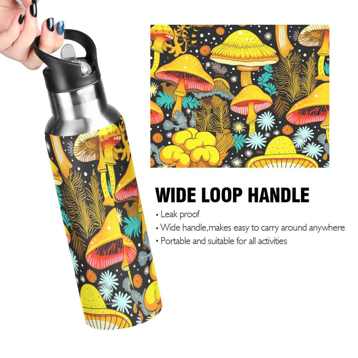 20 oz Insulated Stainless Steel Water Bottle with Straw Lid T2299