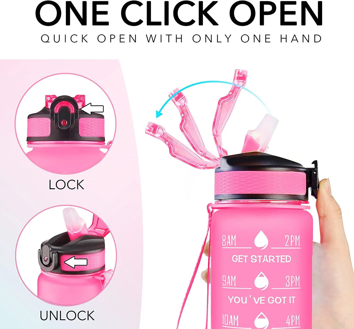 32 oz Motivational Water Bottle with Straw C6366