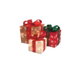 Set of 3 Lighted Gold Green and Cream Gift Boxes Christmas Yard Art Decorations E73258