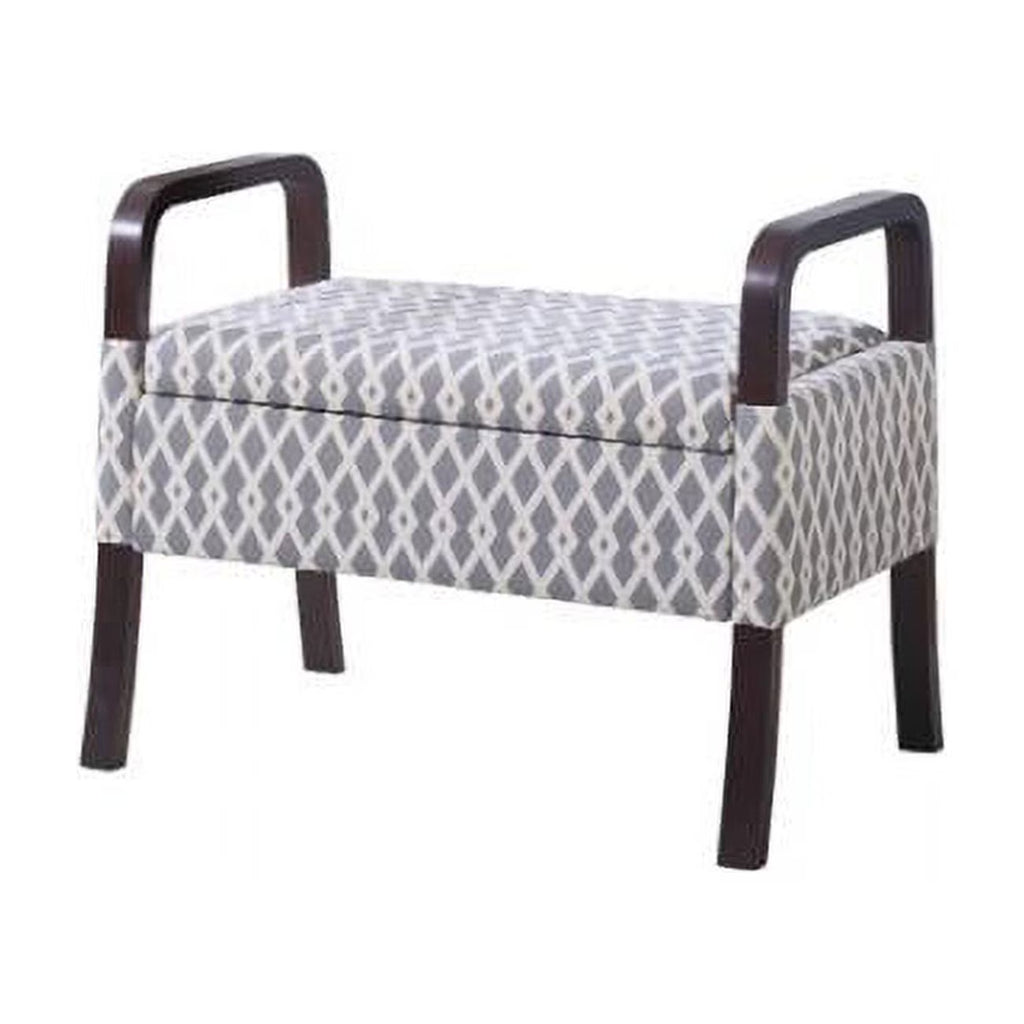 Grey Vanity Wooden Arm Storage Seat B98451