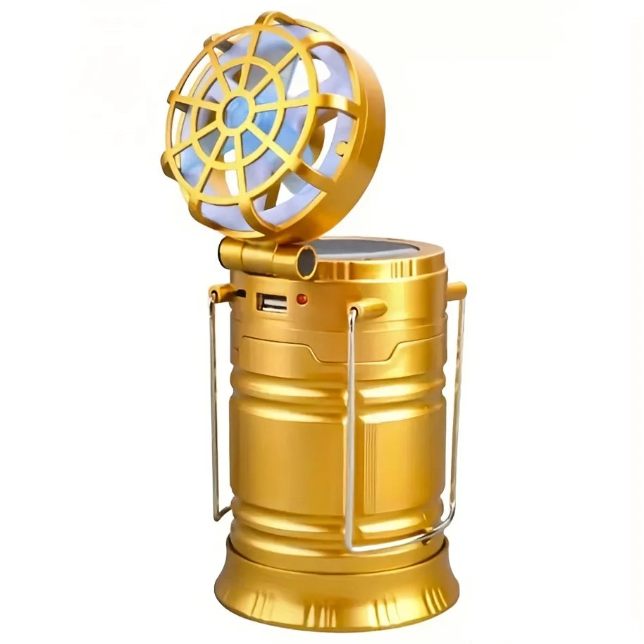 4-In-1 Solar Rechargeable Lantern With Fan And Mobile Phone Charging Port W402487