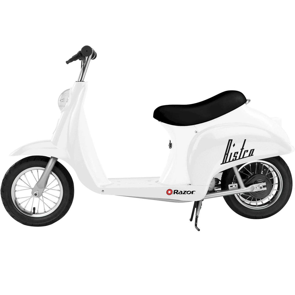 White Retro Electric Scooter with Helmet D836
