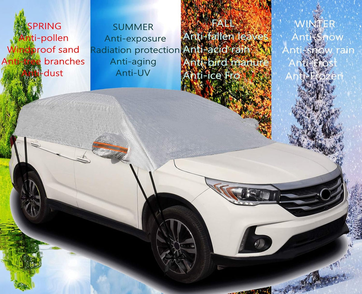 Half Car Cover Waterproof Windproof Dustproof Windshield Cover Pack of 2 W190658