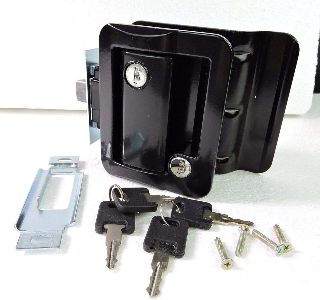 Black Paddle Entry Door Lock Handle Deadbolt with 2 Keys, Pack of 2 U247