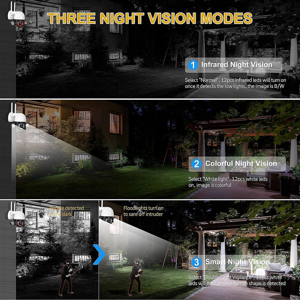 5MP Wireless PTZ Security Camera Outdoor with 64GB SD Card F196733