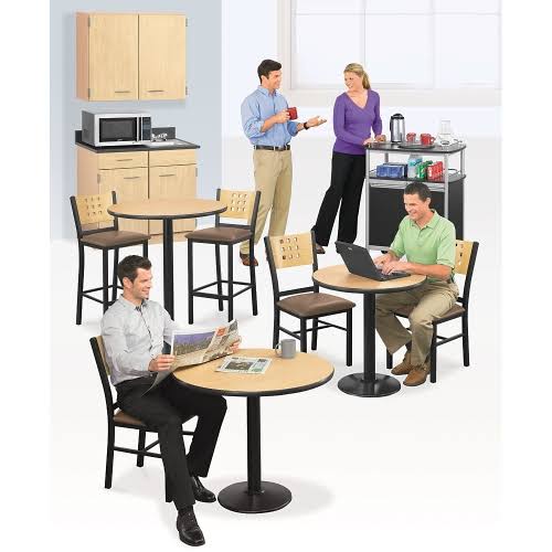 Black Base Round Table with Wild Cherry Top L5366